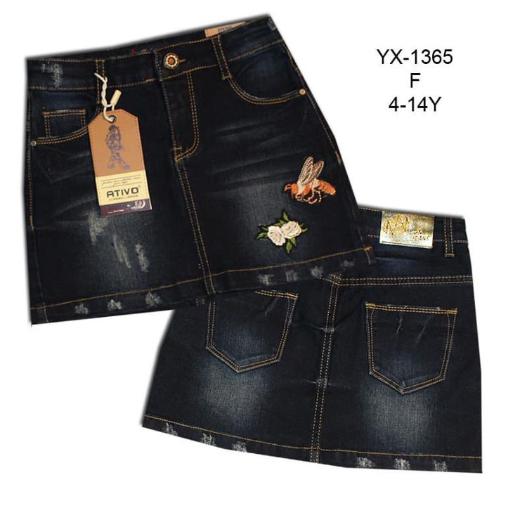 Picture of YX1365- GIRLS DENIM JEANS FASHION BLUE SKIRT 4-16 YEARS